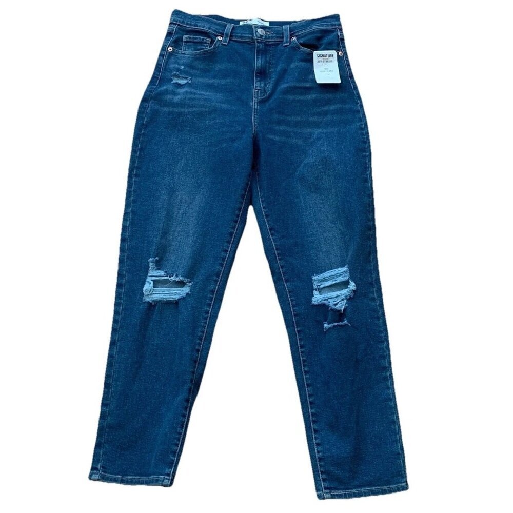 Levi Strauss Signature Gold Women's 90's Mom Jean Size 6 Waist 28 Distressed NWT